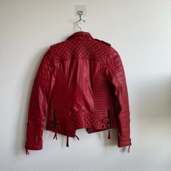 BODA SKINS Red Leather Biker Jacket Quilted
Size 4 / Small - Picture 11 of 13